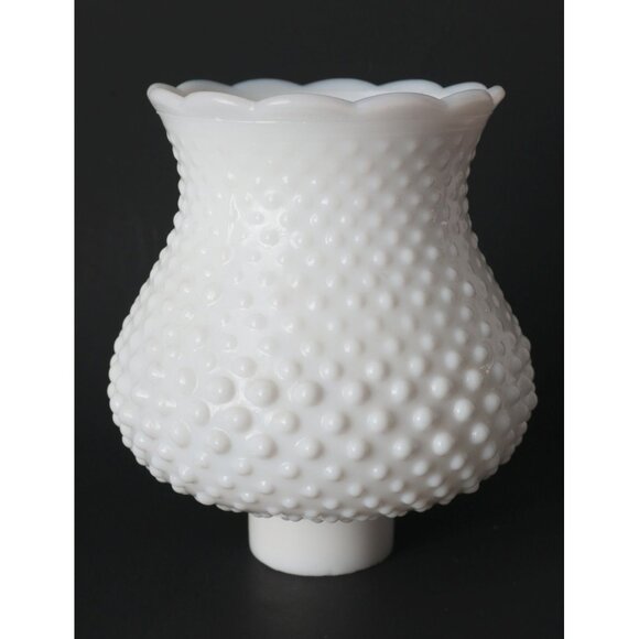 5-1/4" White Hobnail Milk Glass Hurricane Lamp Shade/Replacement Milk Glass Hurr - Picture 1 of 6